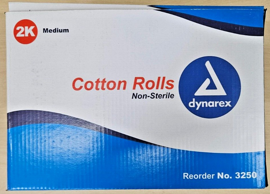 Dynarex #2 Cotton Rolls Dental NS 1-1/2″ x 3/8″ -2000-