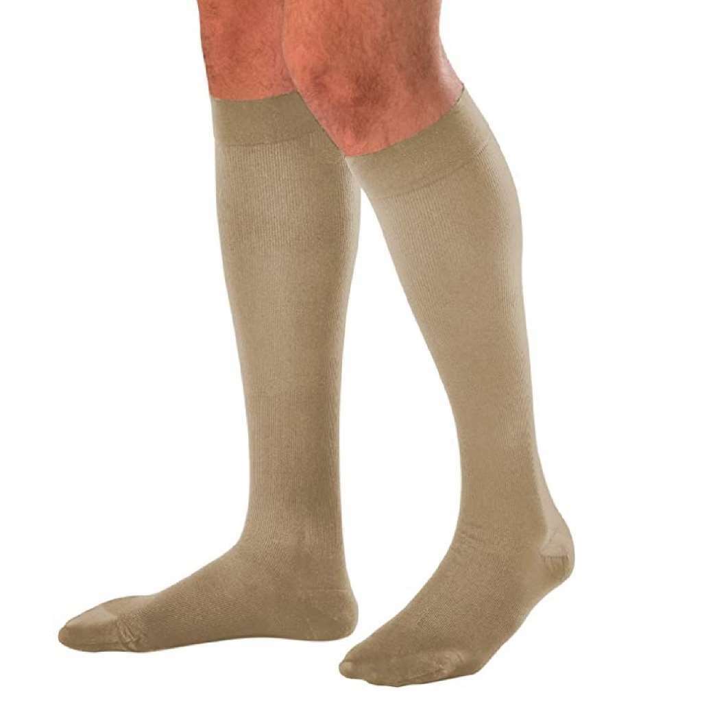 JOBST forMen Ribbed Knee High Socks Closed Toe 15-20mmHg (Khaki) Small