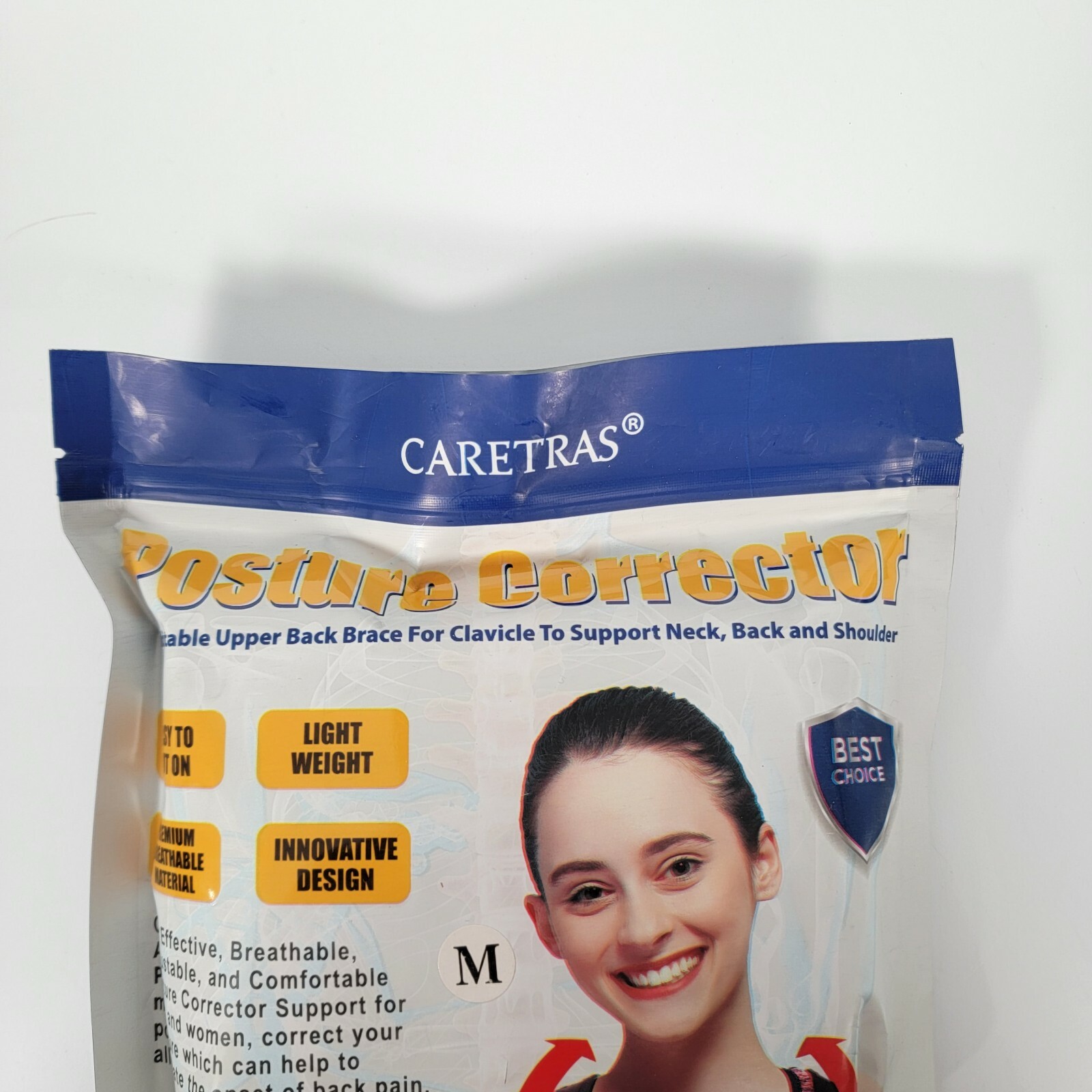 CARETRAS ADJUSTABLE UPPER BACK BRACE POSTURE CORRECTOR BLACK M Medium size