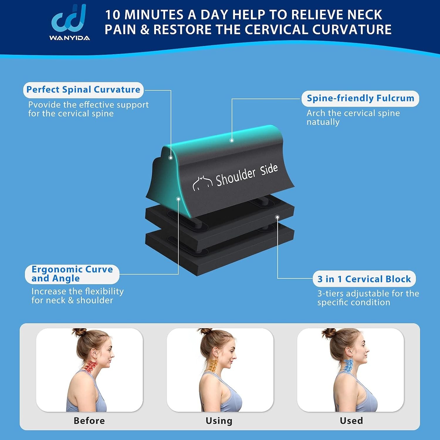 Neck & Shoulder Relaxer Neck Stretcher Chiropractic Pillows Pain Relief Cervical