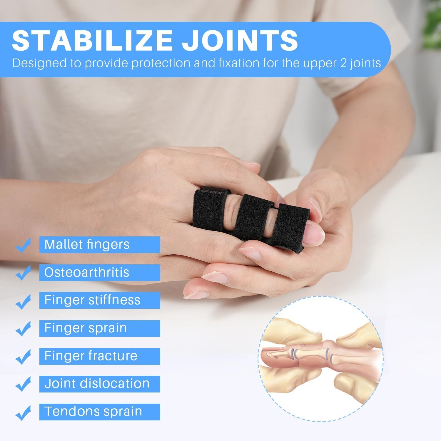 Sopito Finger Splint Brace for Index, Middle, Ring Fingers Straightening Arthrit