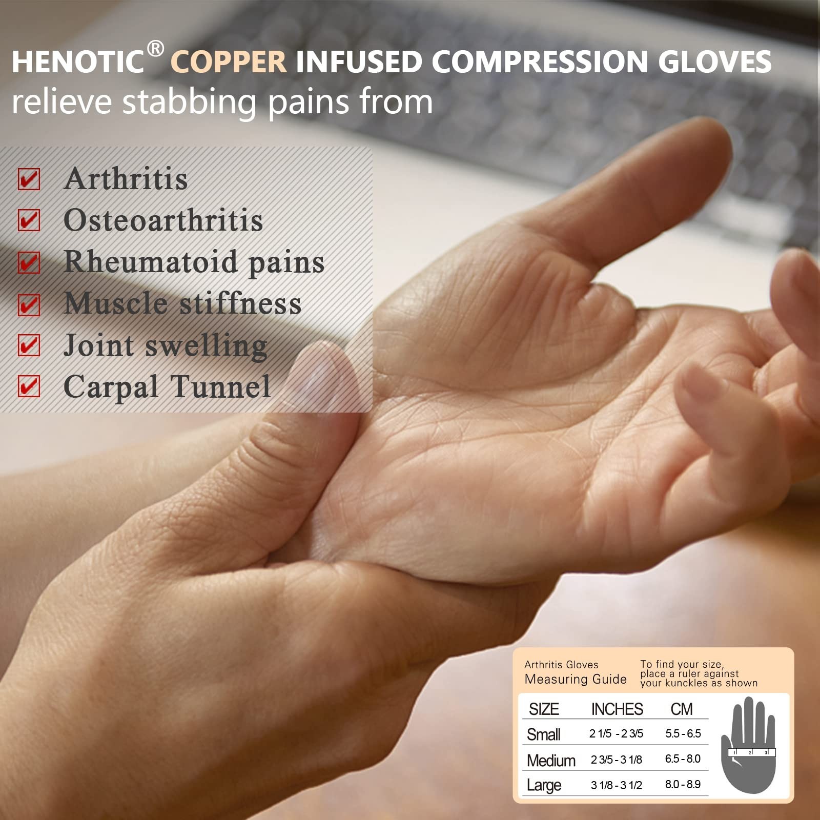 Copper Compression Gloves for Women Men, Full Finger Breathable & Moisture Wi…