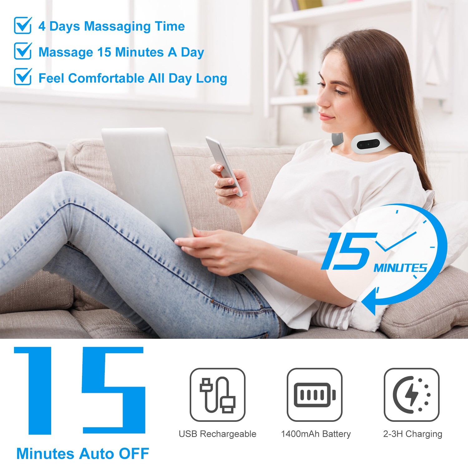 Neck Massager with Remote Electric Heated Massager for Neck Shoulder
