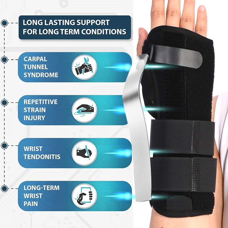 Carpal Tunnel Wrist Brace Metal Splint Hand Brace Support For Work Pain Relief