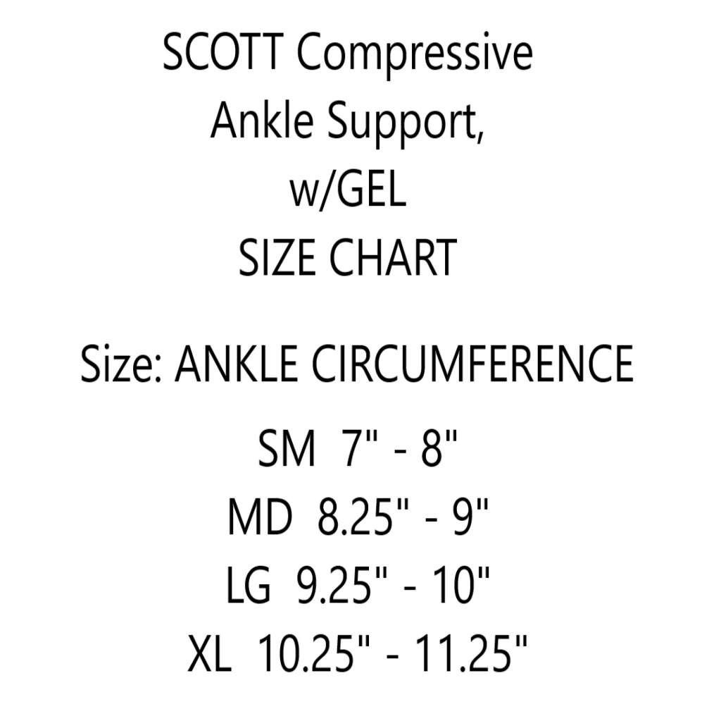 SCOTT Compressive Ankle Support, w/GEL (Size: L) White/Blue Trim
