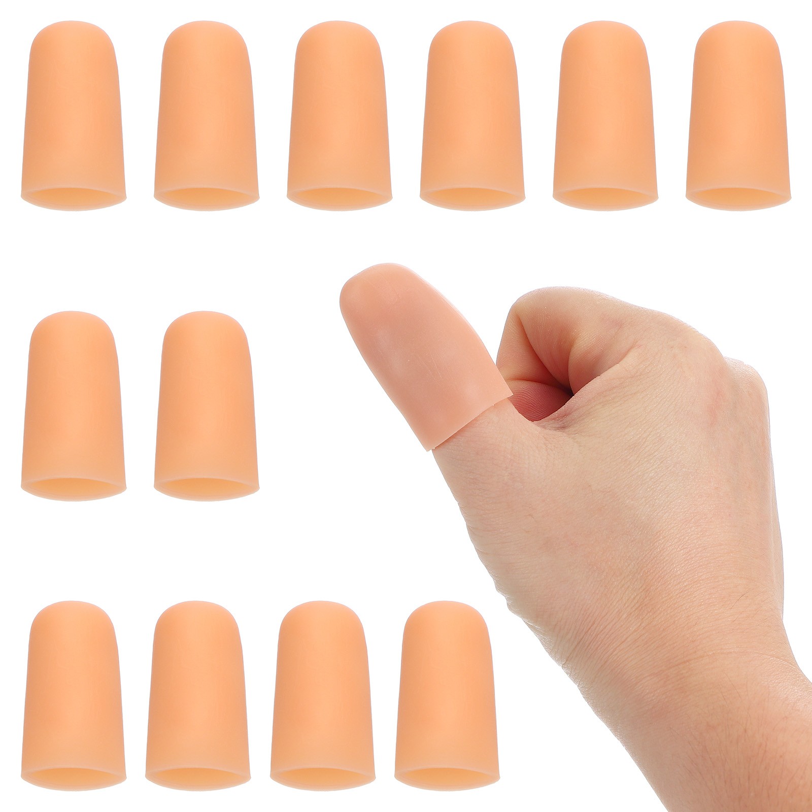 1.6″ Silicone Gel Finger Cots, 12 Pcs Fingertips Sleeve Protector, Beige