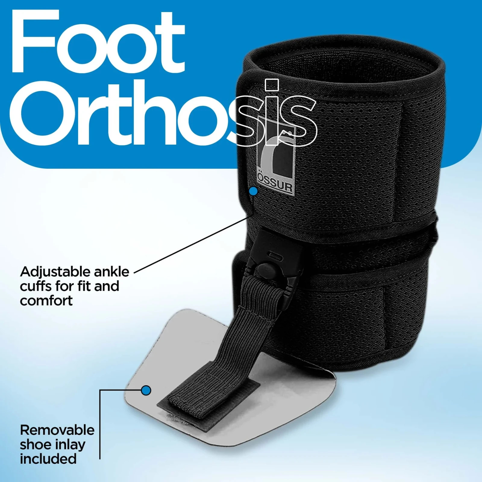 Ossur Foot-Up Drop Foot Brace Dynamic Support Lightweight Comfortable w/3 Layers