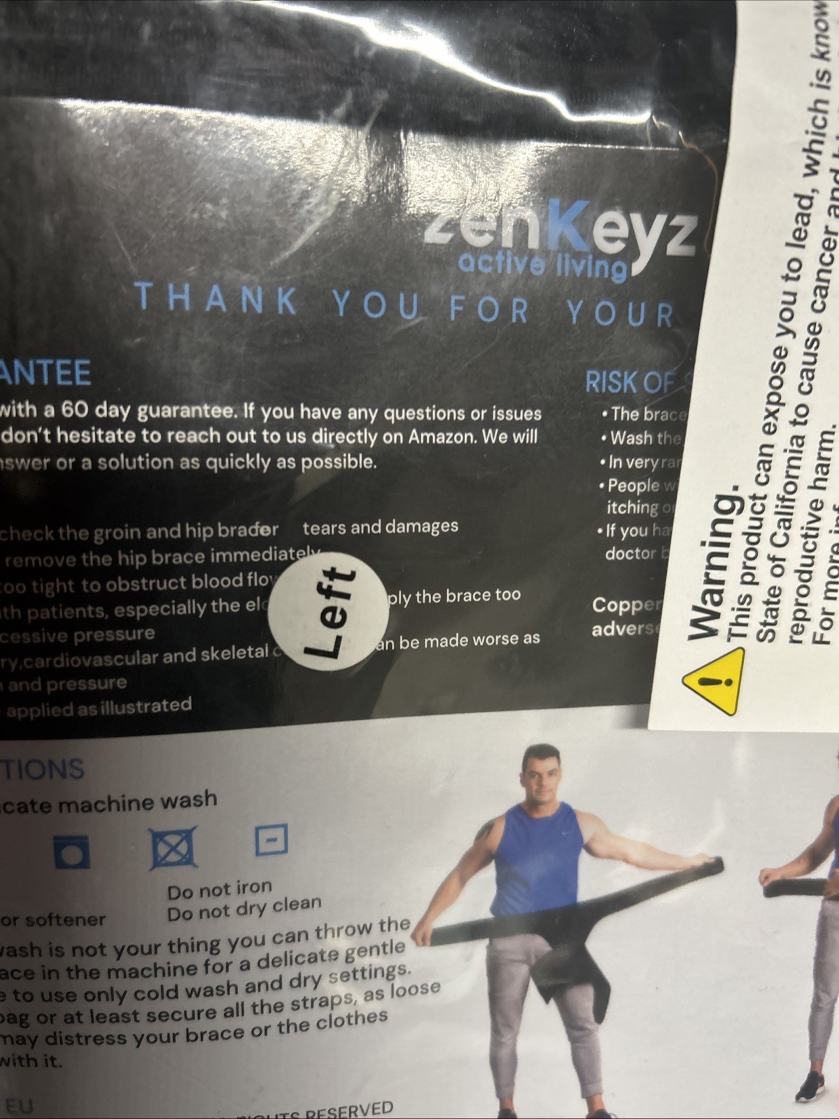 ZENKEYZ Left Hip Brace Support Wrap Black