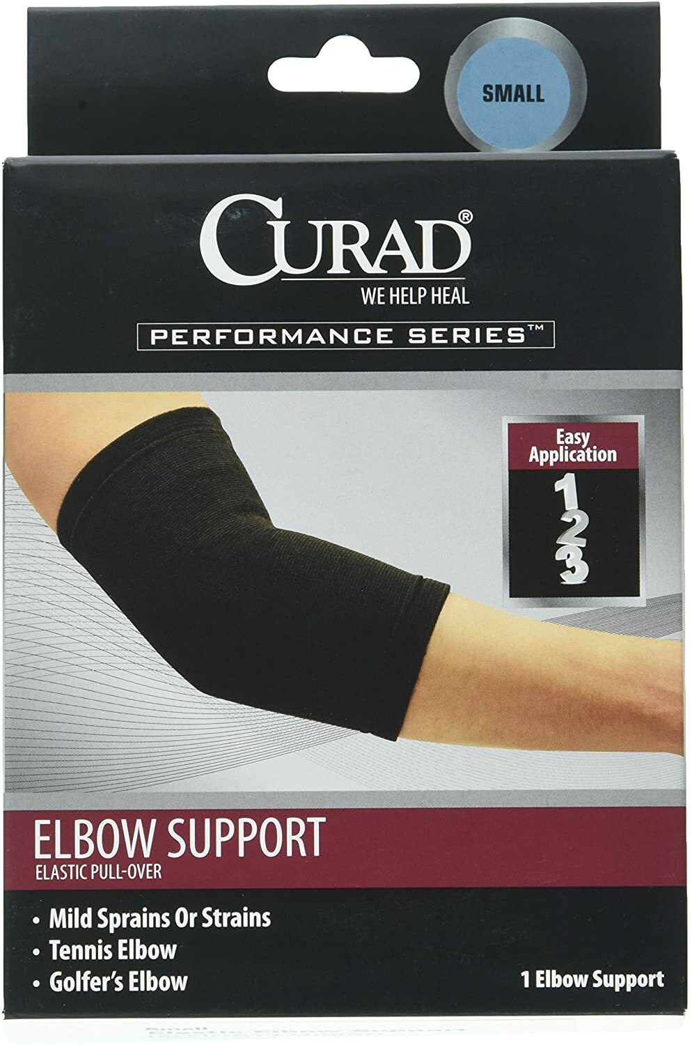 Curad Elastic Pull-Over Elbow Support Black Large