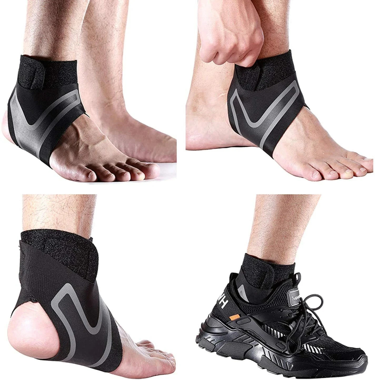 Ankle Support Brace, 1 Pair Adjustable Breathable Neoprene Sleeve Compression S