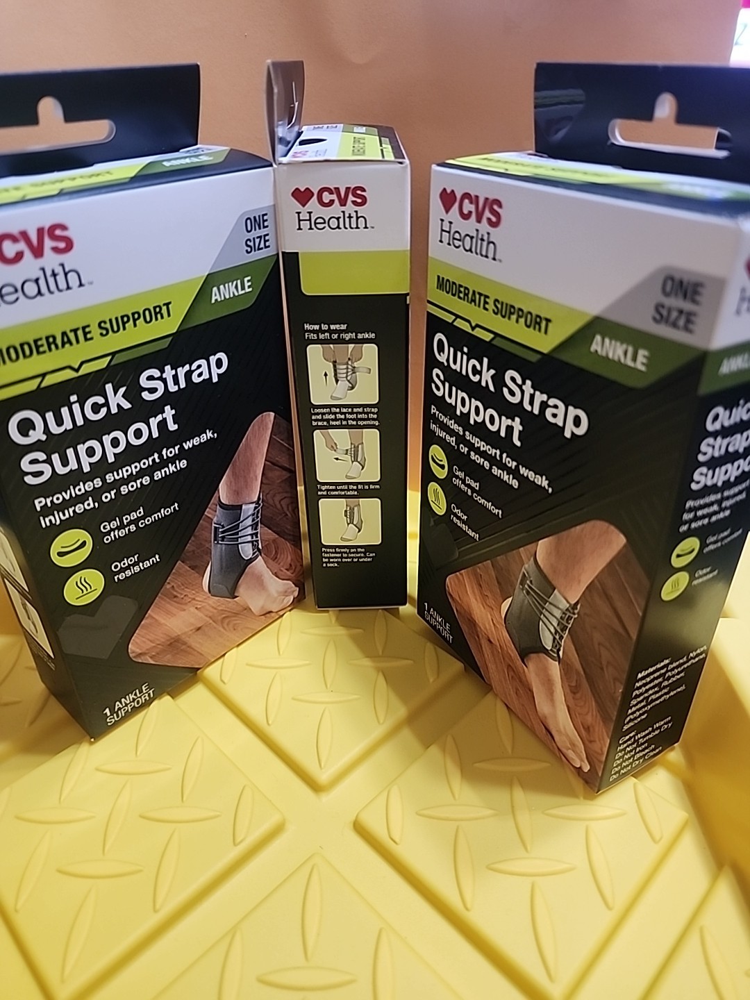 3x CVS Health Moderate Support Ankle Quick Strap Support One Size