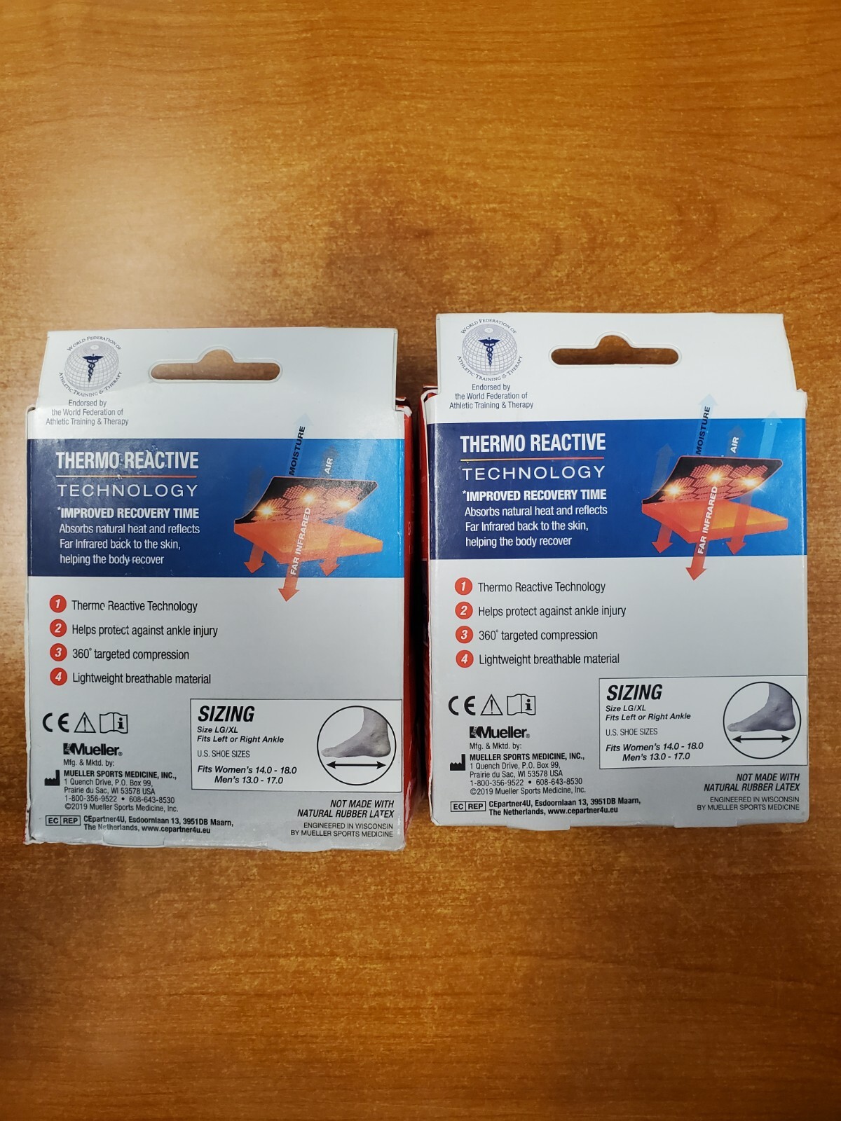 2 Pack: Mueller 4-Way Stretch Ankle Moderate Support LG/XL DAMG BOXES E11C