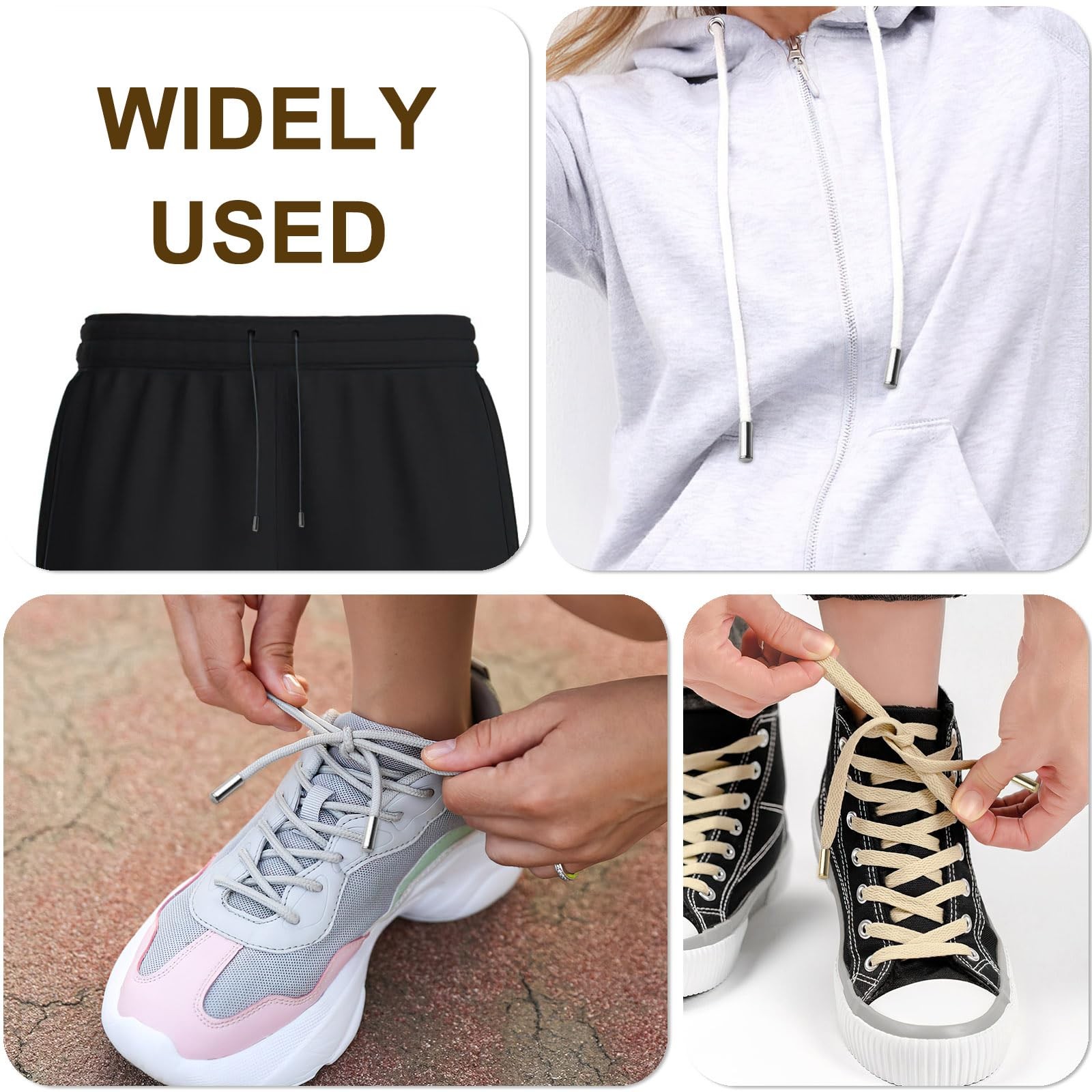 60 PCS Shoelace Clips Aglets For Shoelaces Ends Hoodies Metal Clothes String