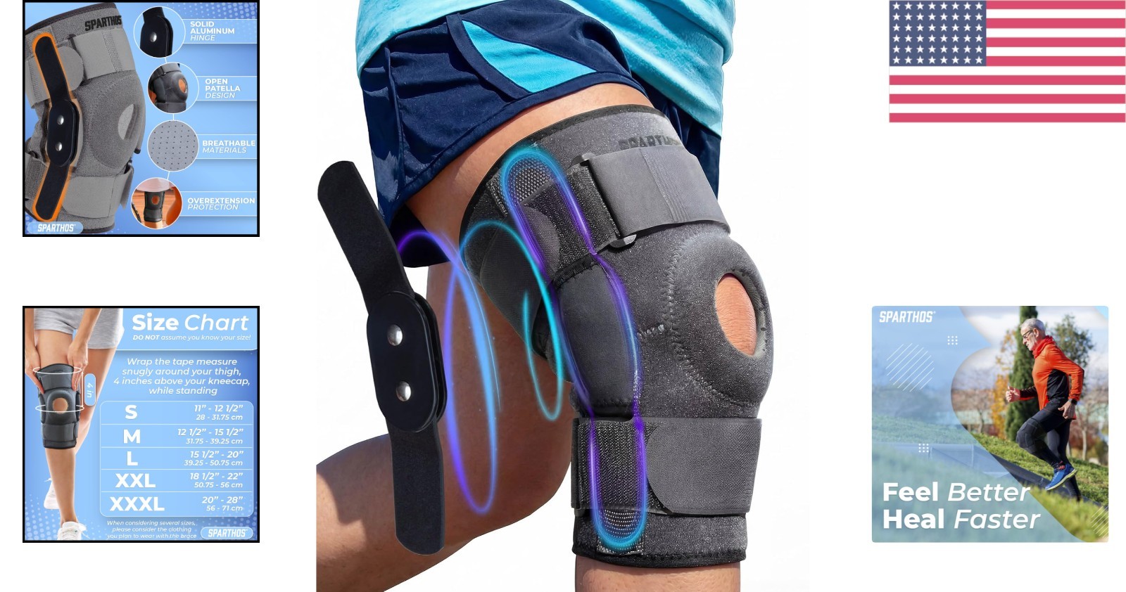 Knee Brace for Arthritis & Sports Recovery – Gray-L with Stabilizers