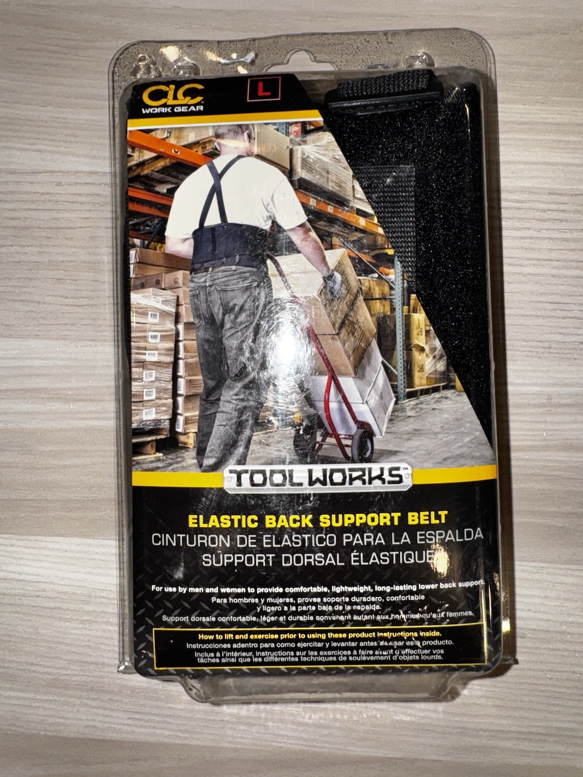 CLC Elastic Back Support Belt Work Gear (Size Large, Black)