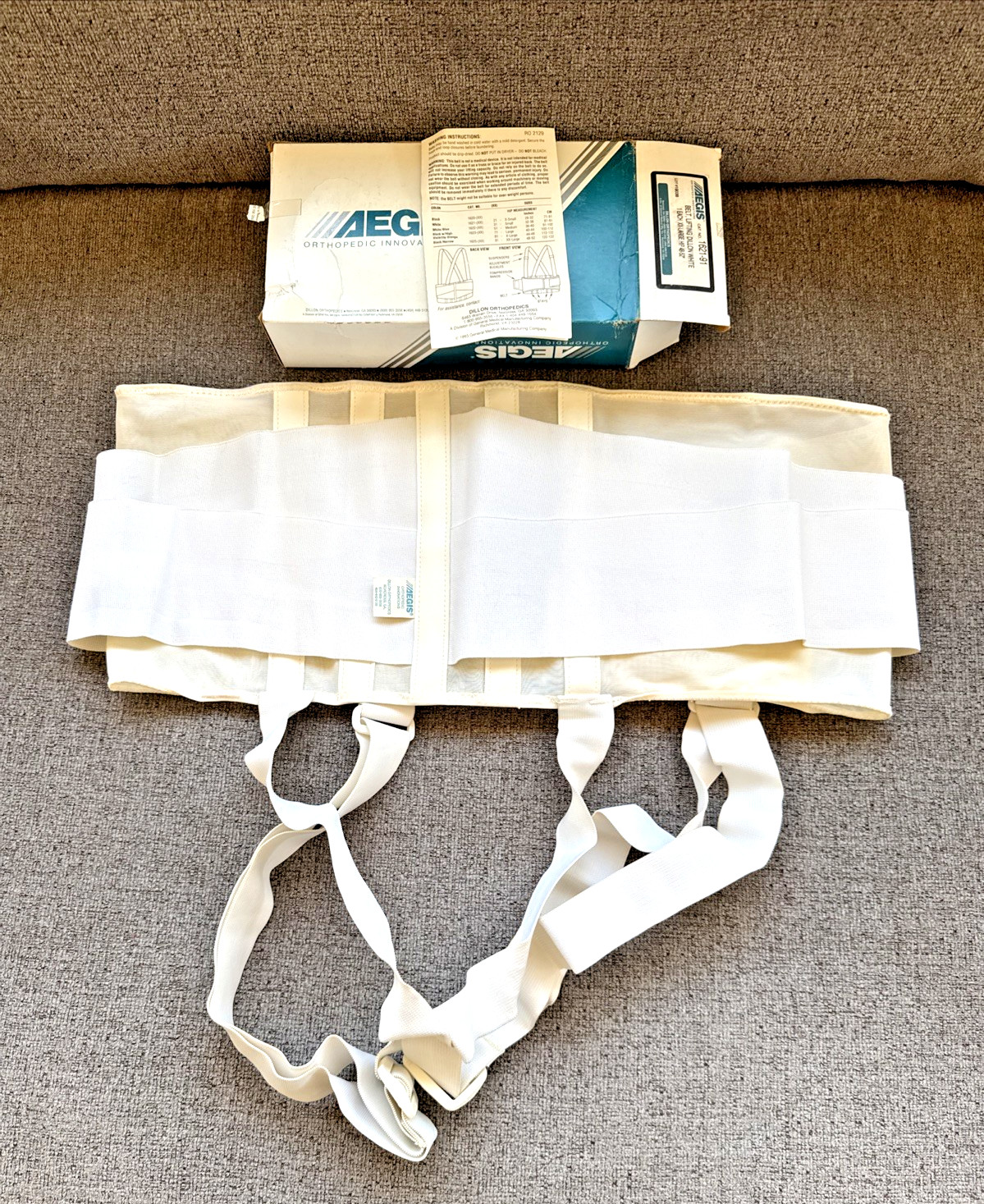 Back Brace Lifting Belt Lumbar Support W/ Suspender Waist Aegis XXL Hip 48-52”