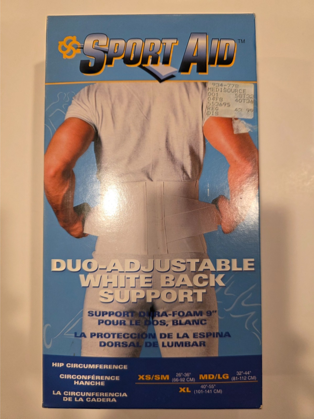 SportAid Duo-Adjustable Back Support White Medium-Large