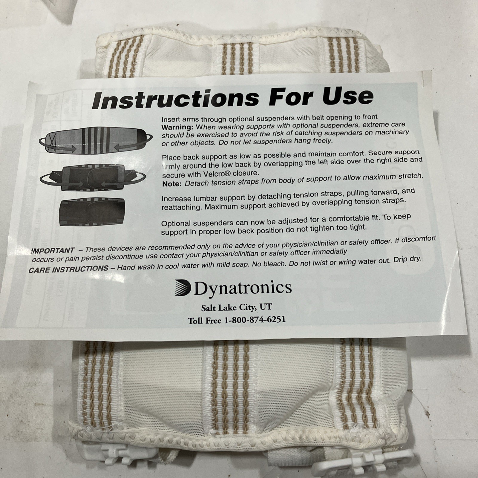 Dynatronics Industrial Lumbar Support W/ Suspenders Vintage’94 Large 9” Wide