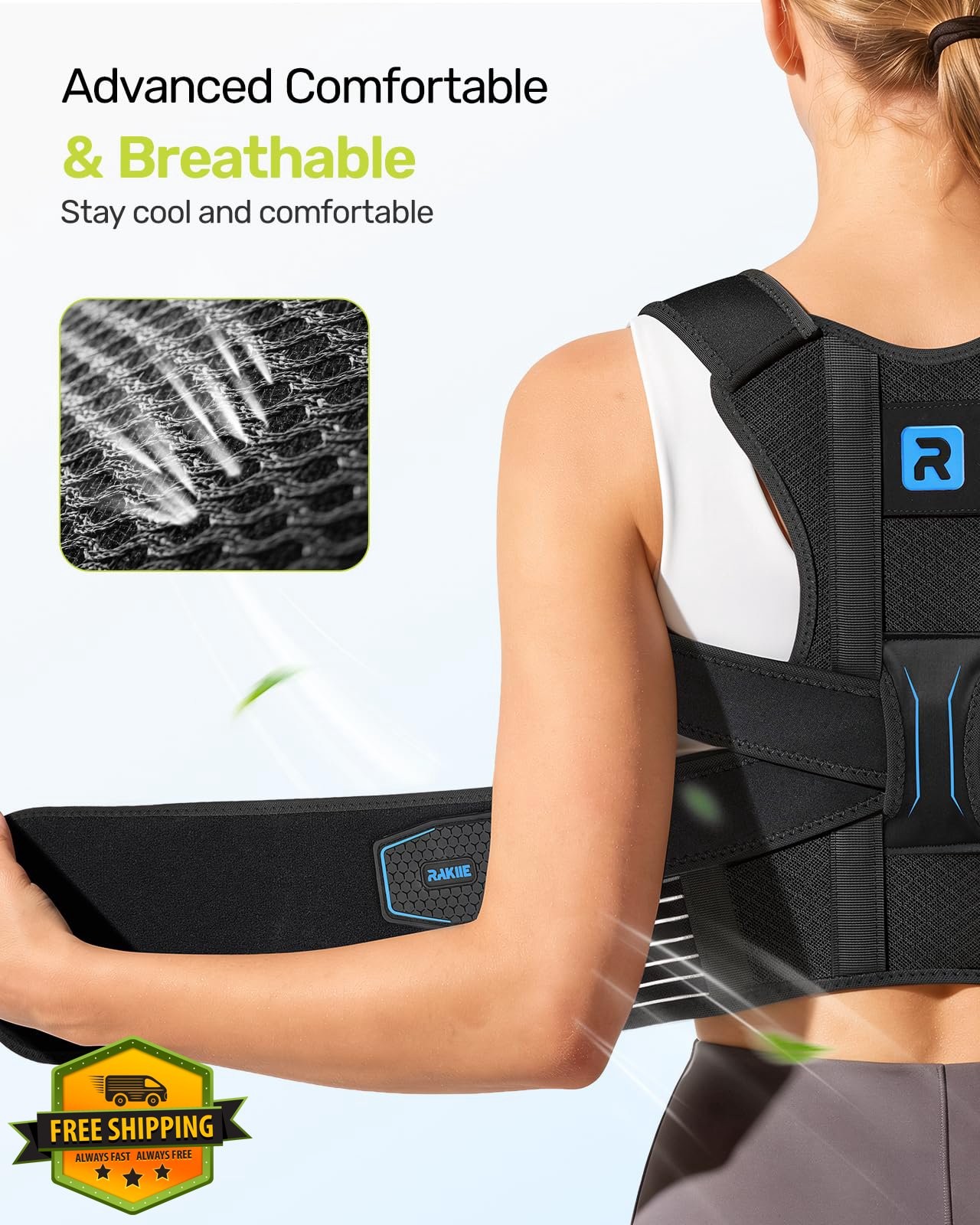 Rakiie Posture Corrector Blue S Back Shoulder Brace