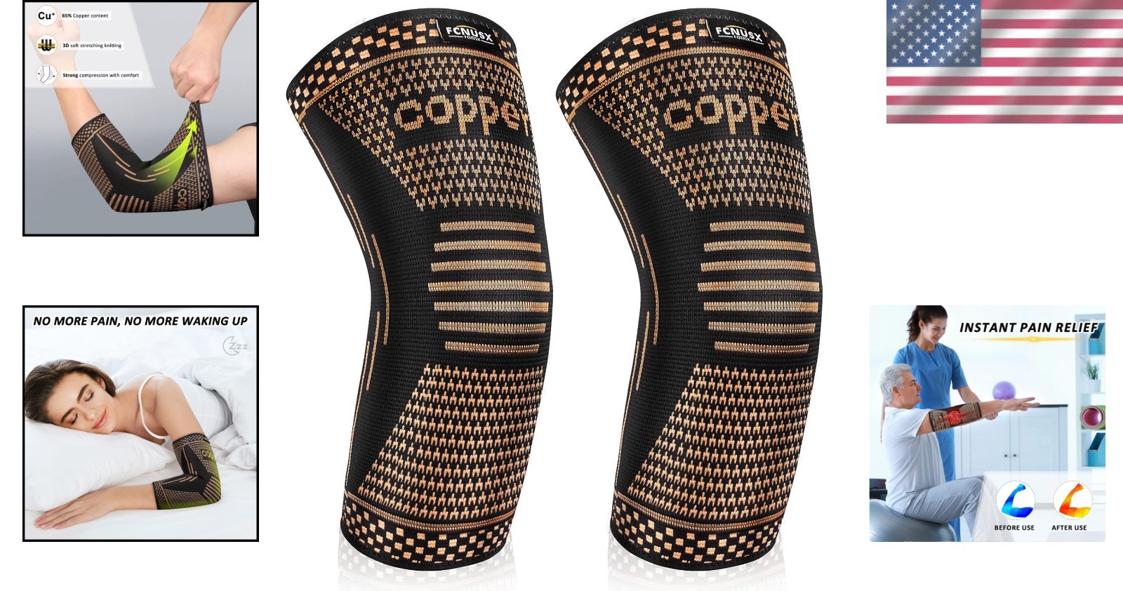Lightweight Copper Compression Elbow Sleeves – Instant Pain Relief for Sports
