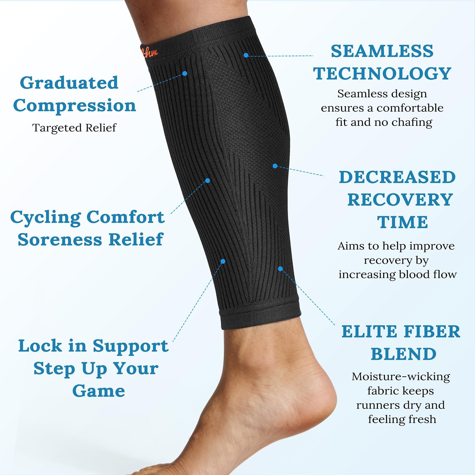 Calf Compression Sleeves for Men , Premium Hyper-Elastic Fabric, Non-Slip Dou…