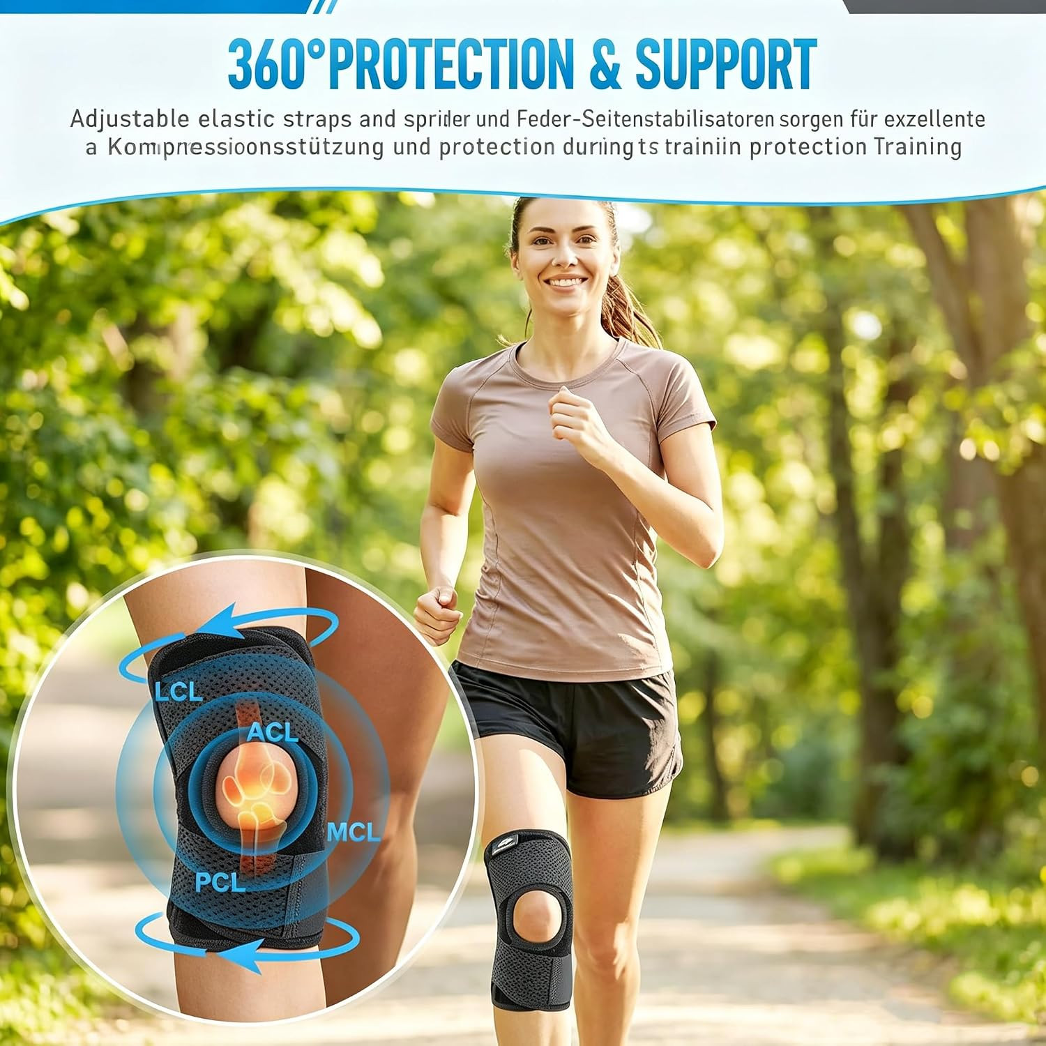 Knee Brace for Women & Men, Knee Brace for Meniscus Tear, Knee Support with Side
