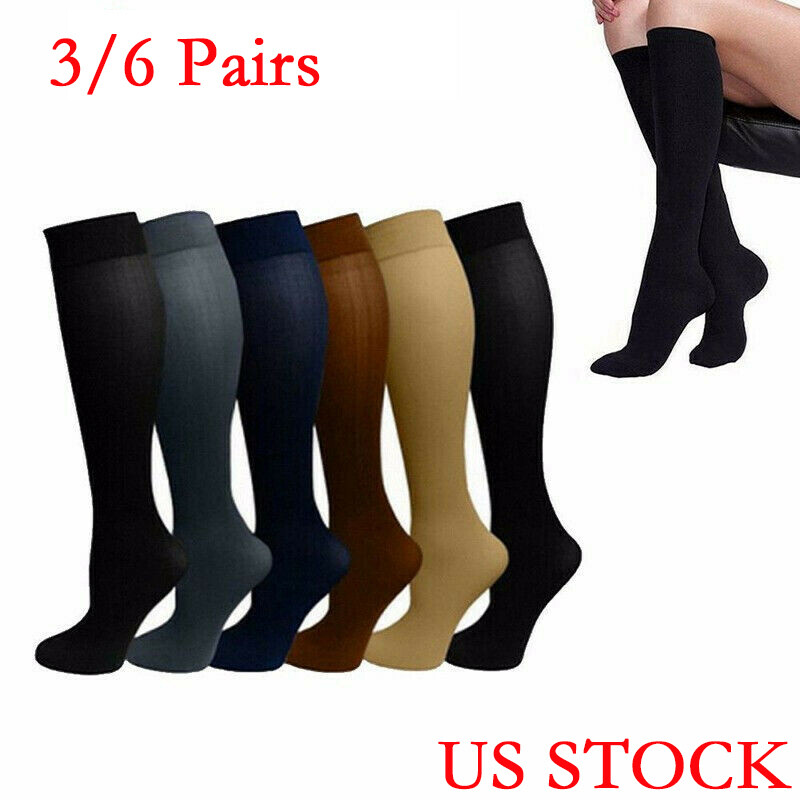 3/6Pair Big and Tall Compression Socks Pain Relief Calf Leg Support Stocking XL