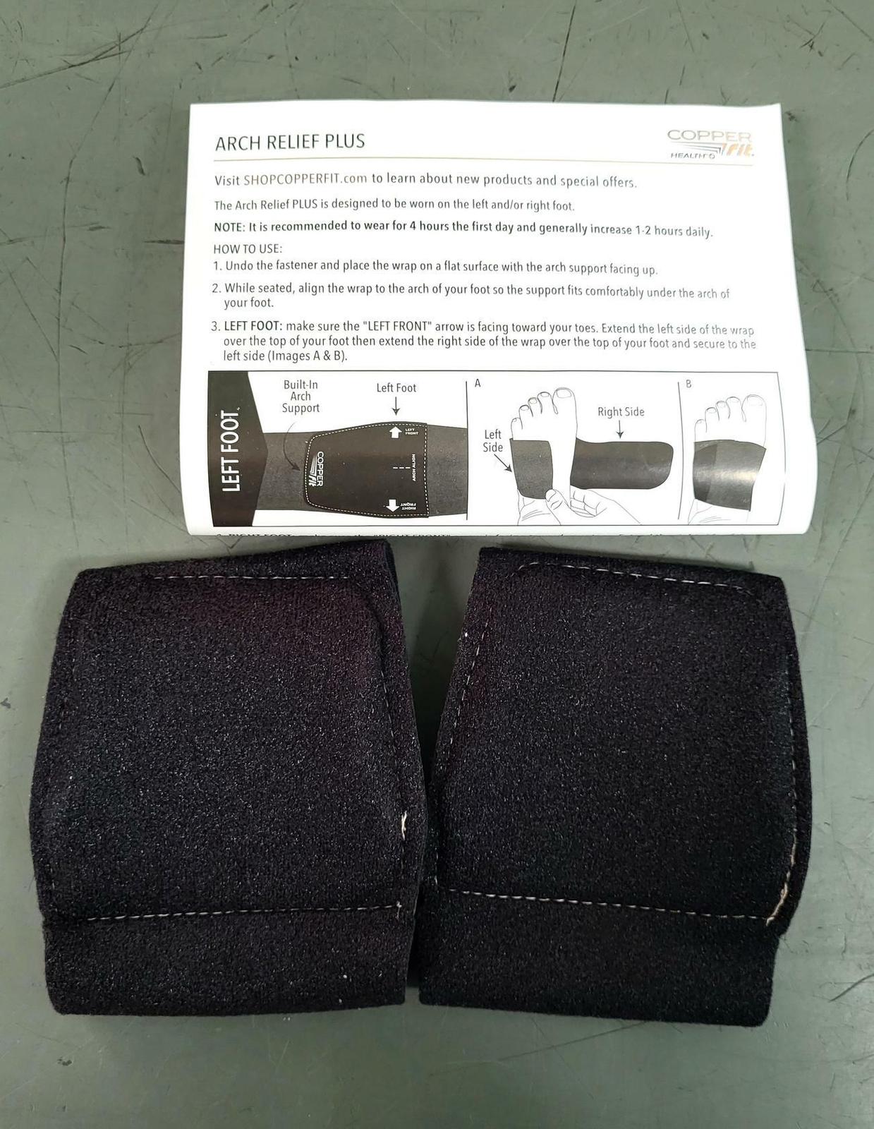 Copper Fit Health Unisex Arch Relief Plus with Built-In Orthotic Support, Black