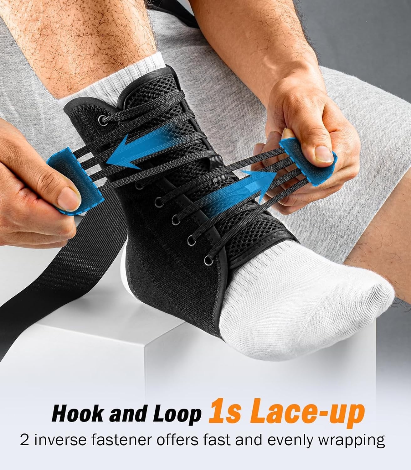 Adjustable Slim Ankle Brace with 2 Auto-Shaped Pads – M(12-13”) for Optimal Fit