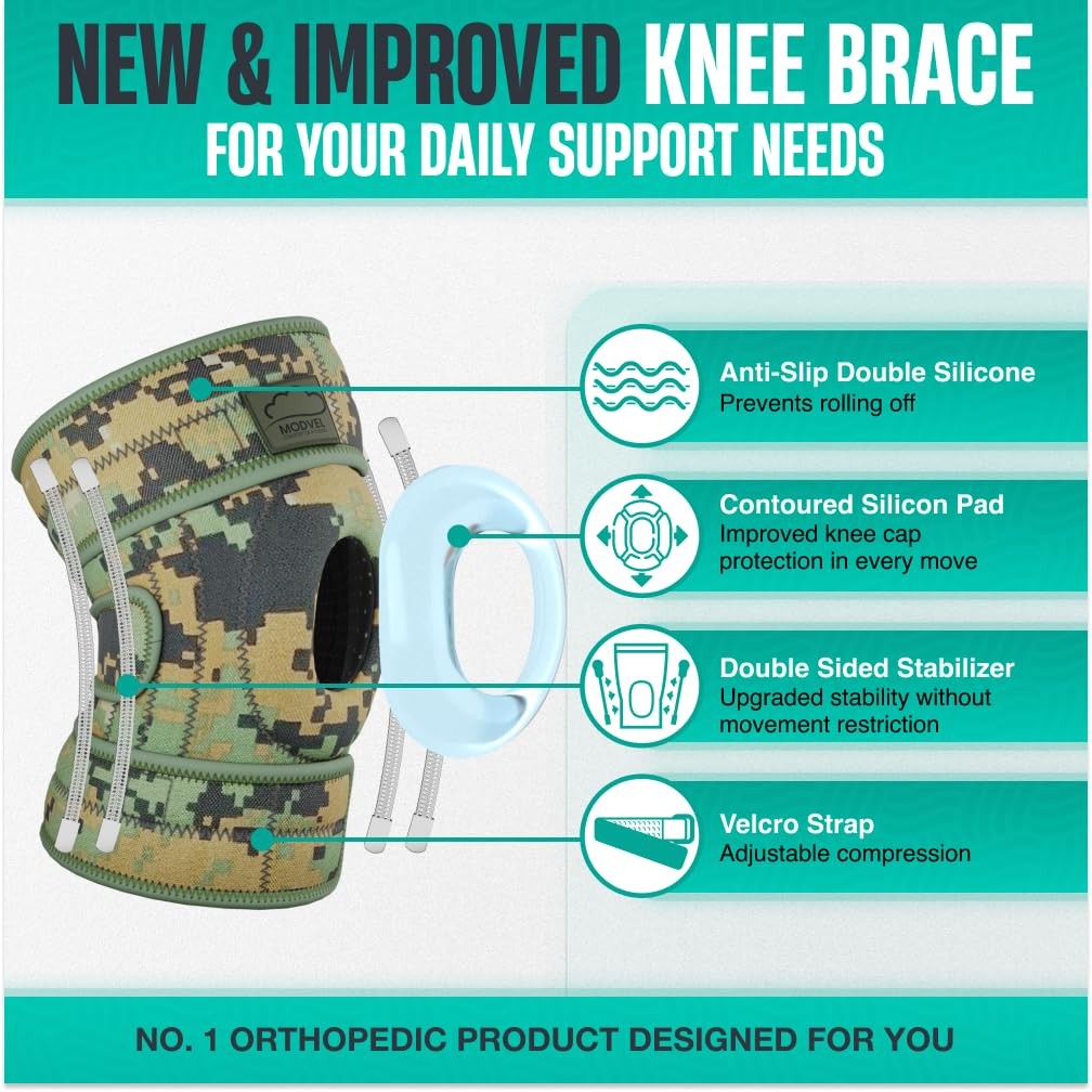 Modvel ELITE Knee Brace for Men and Women – Patella Gel Pads and Side Stabili…
