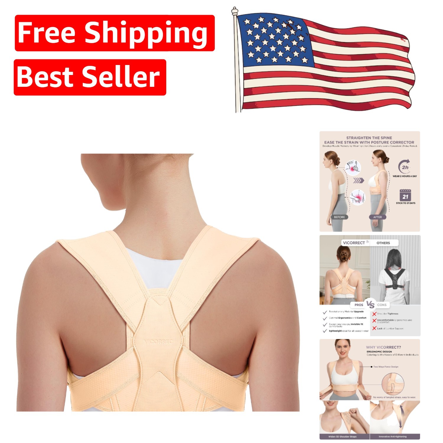 Breathable Clavicle Support Posture Corrector for Adults – Small/Medium Fit