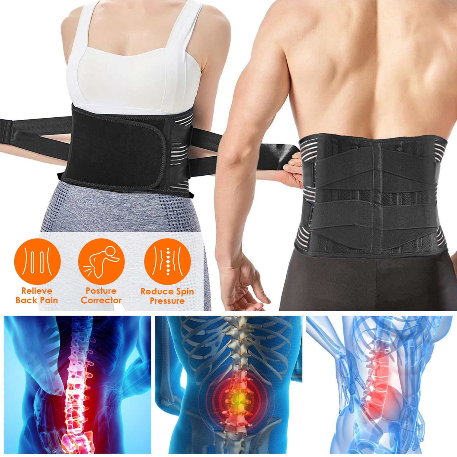 Back Support Brace Breathable Mesh Lumbar