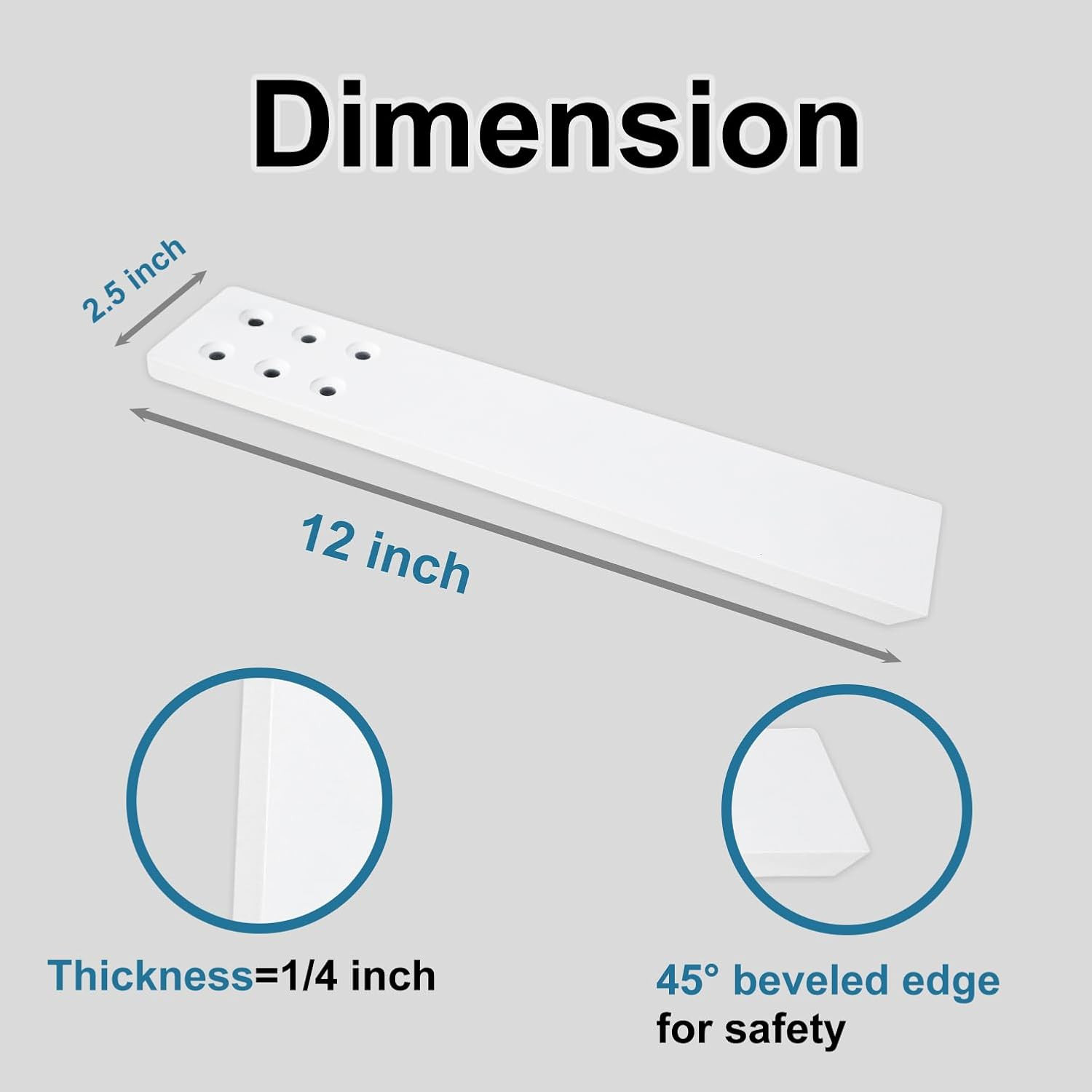 Countertop Support Bracket 3 Pack 12″ Lx 2.5″ W Hidden White Knee Wall Support C