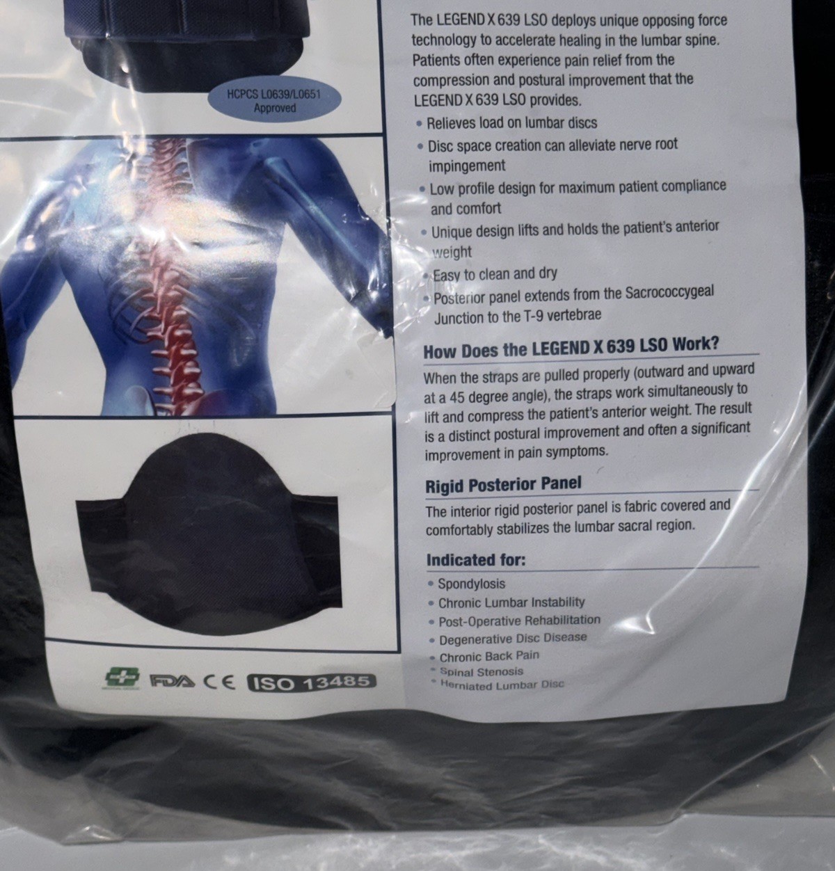 The Legend X 639 LSO Spinal Orthosis Back Pain Brace Lumbar Support Back Pain