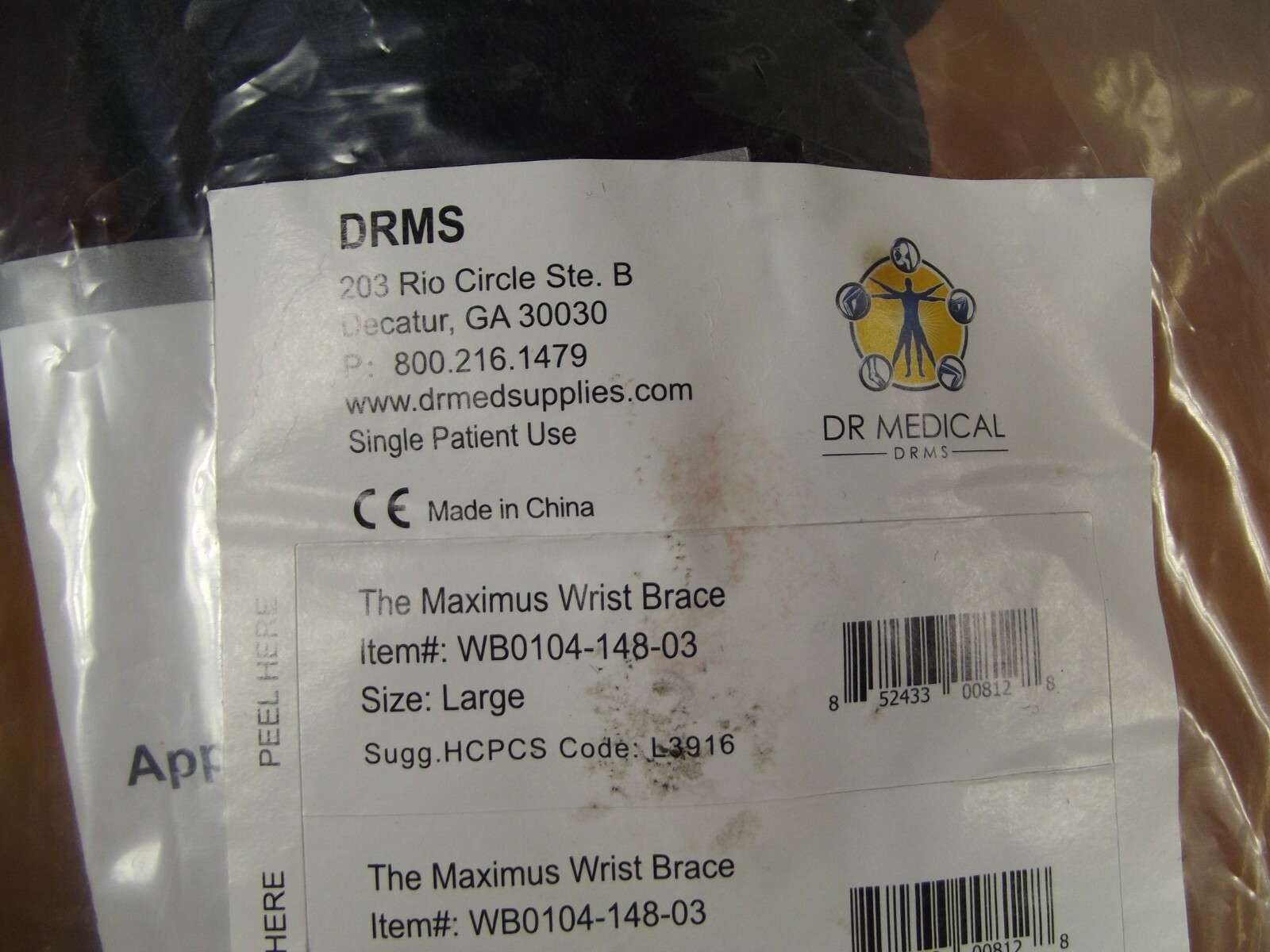 Wrist Brace by Dr. Medical DRMS Maximus LARGE Wrist Brace WB-0104-148-03 NEW L