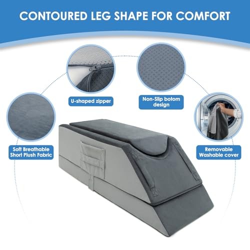 Leg Elevation Pillow for After Surgery, 4-Height Adjustable, U-Shaped, Grey