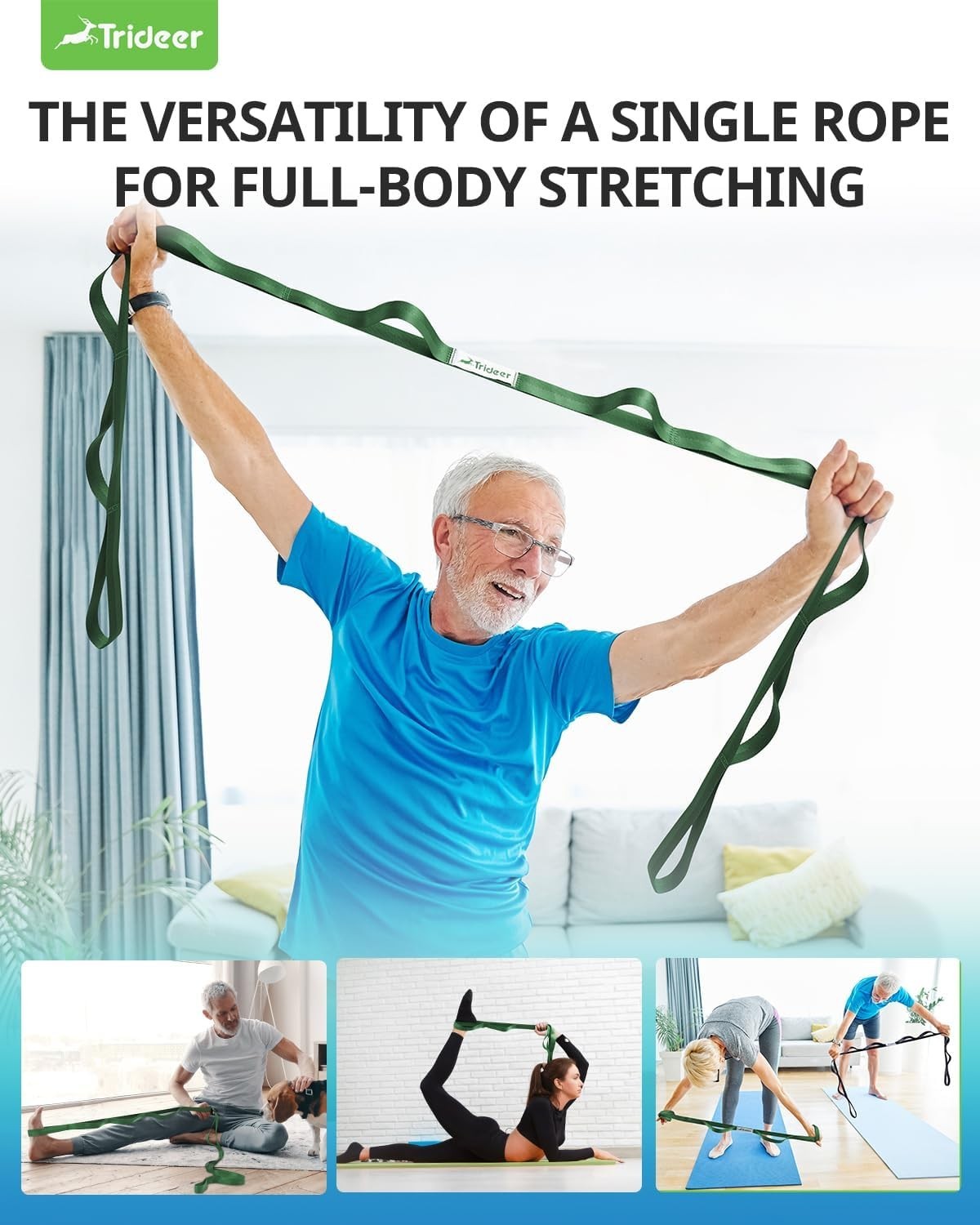 Stretching Strap for Physical Therapy & Home Rehab, Non-Elastic Yoga Strap fo…