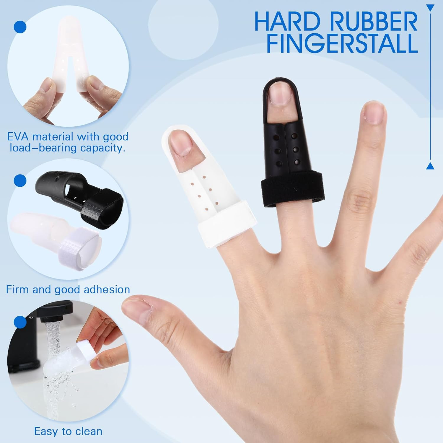 10 Pcs Mallet Finger Splint Thumb Splint 5 Size Finger Support Brace White/Black