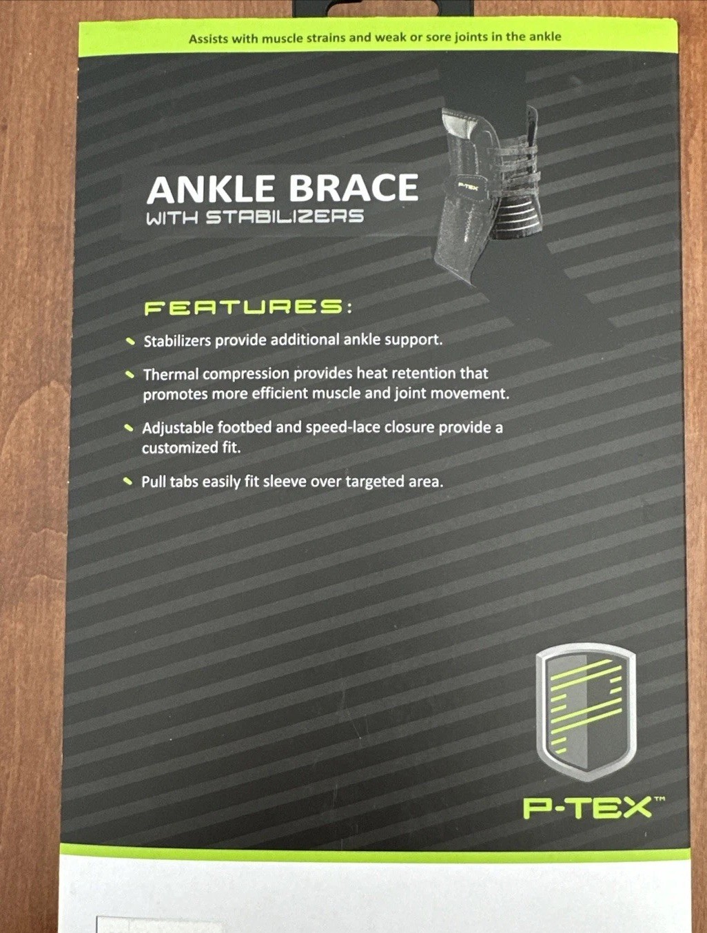 P-TEX Thermal Compression Ankle Brace with Stabilizers, MED Black NIB