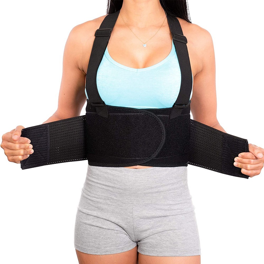 Heavy Duty Back Brace Suspenders Adjustable Lumbar Support Belt Work Men Women
