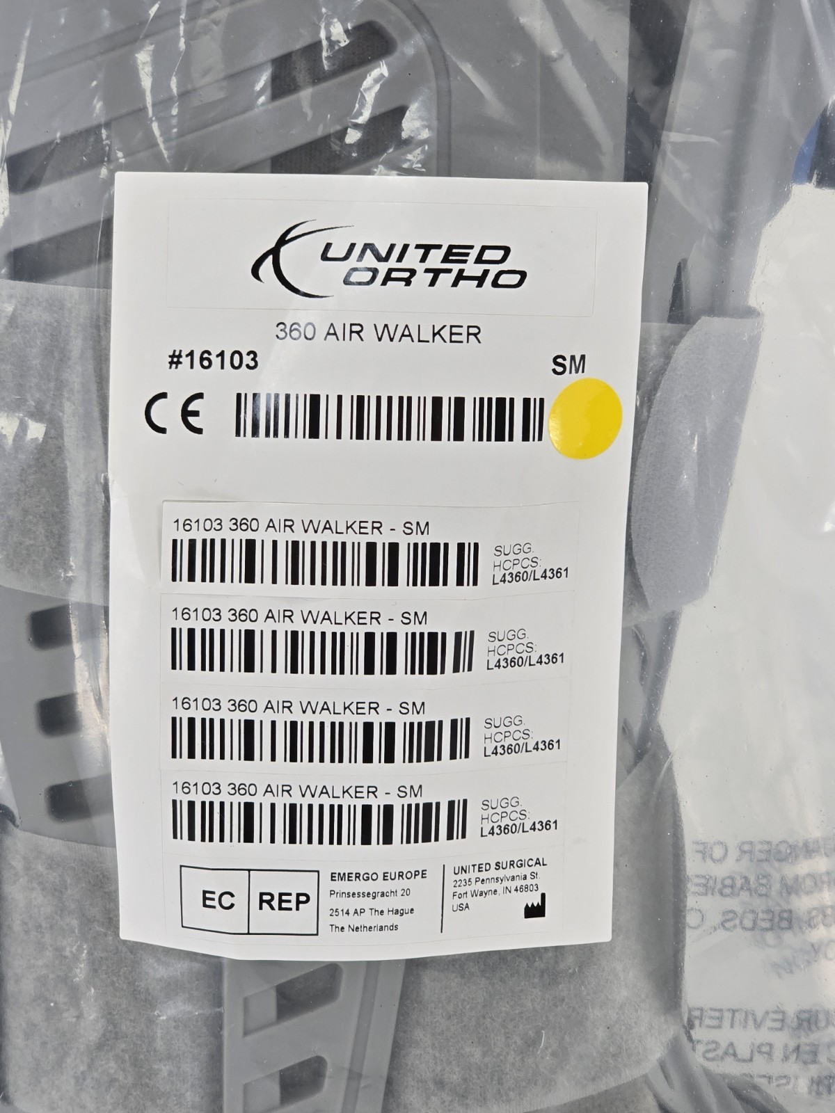 United Ortho – USA16103 – 360 Air Walker – Standard Fracture Boot, Small, Grey