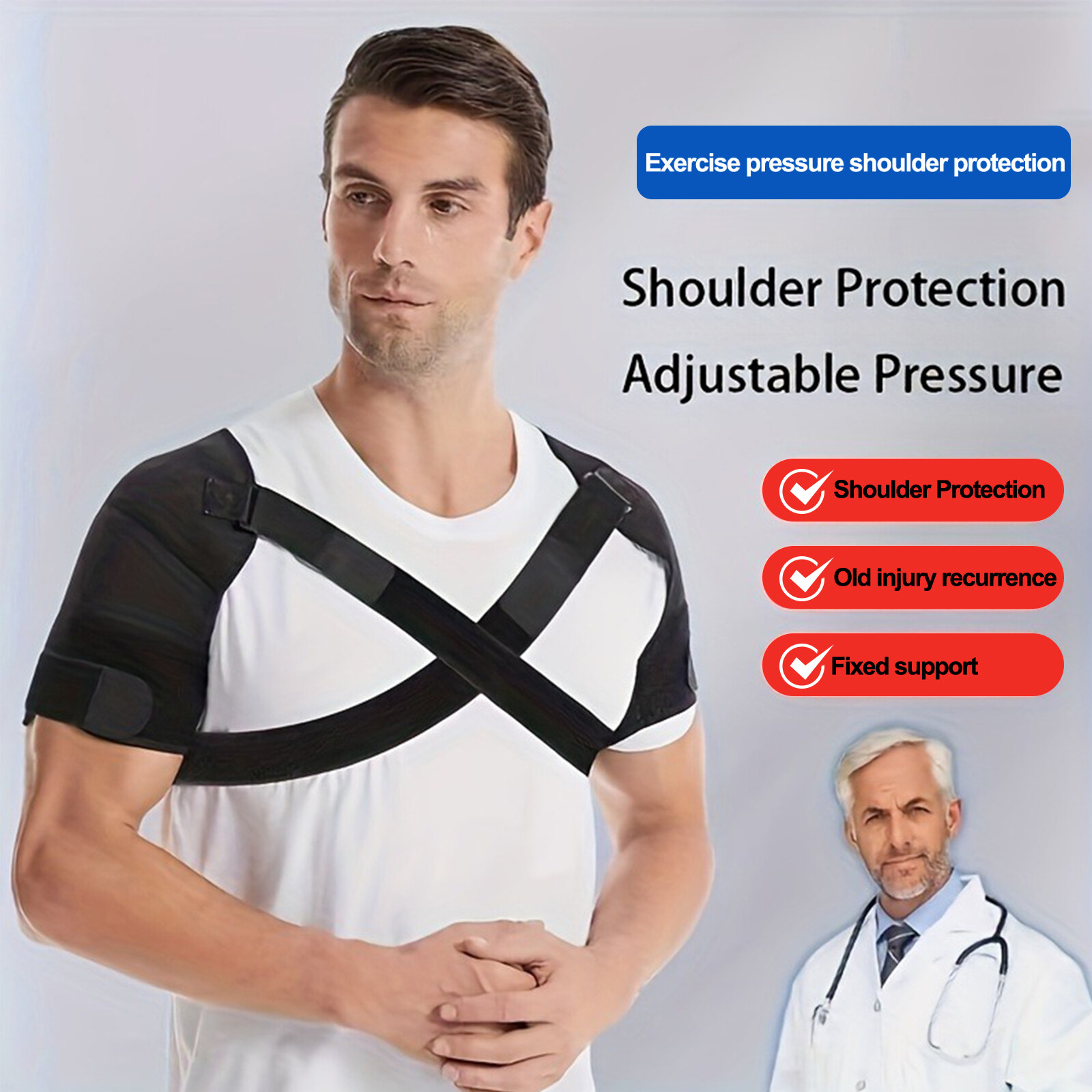 Double Shoulder Brace Adjustable Shoulder Compression Brace Shoulder Wrap