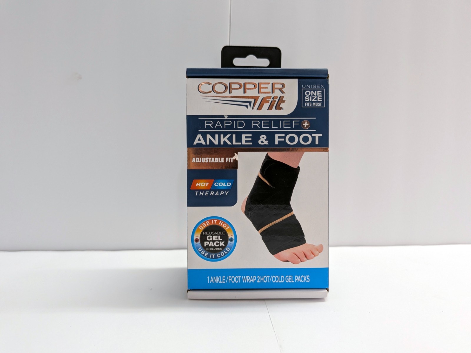 COPPER FIT ANKLE & FOOT RAPID RELIEF UNISEX -ONE SIZE ADJUSTABLE FIT HOT/COLD