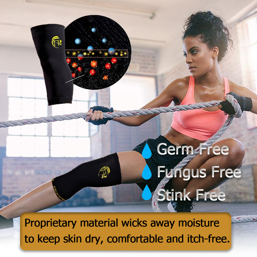 Knee Support Brace Copper Compression Sleeve Sock Joint Pain Arthritis 1 Pair