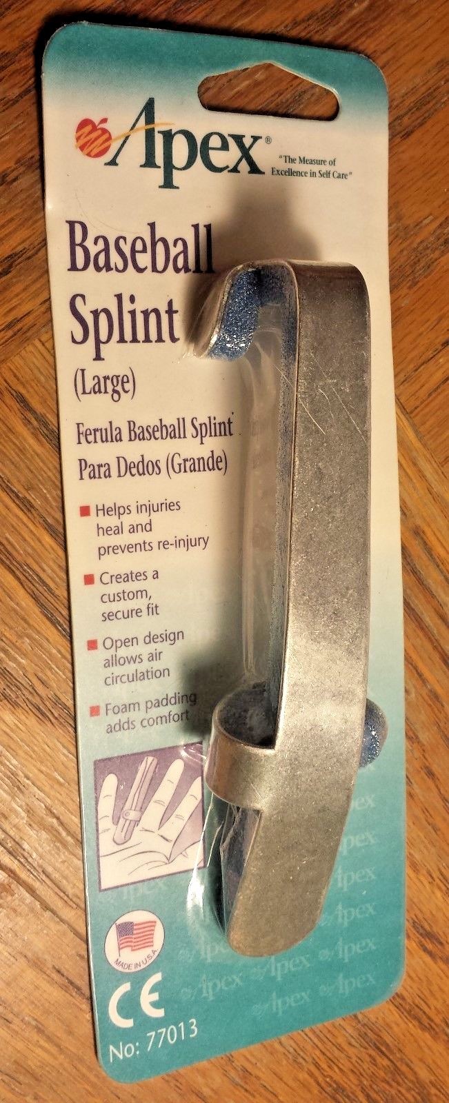 Baseball Finger Splint Size LARGE Foam Padding ~ Great for Dog Tail Injuries too