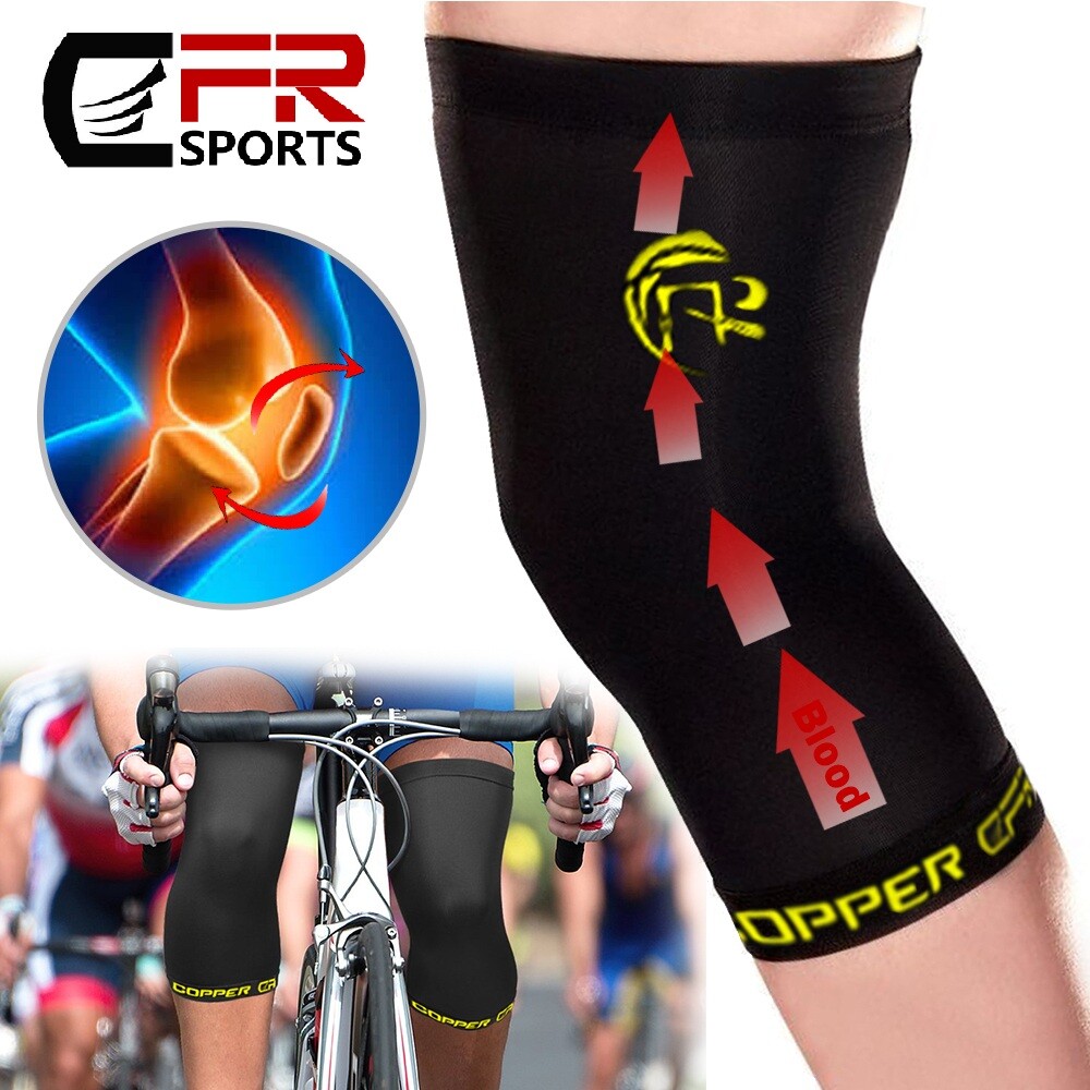 Copper Knee Leg Sleeve Compression Brace Support Sport Joint Arthritis Wrap CFR