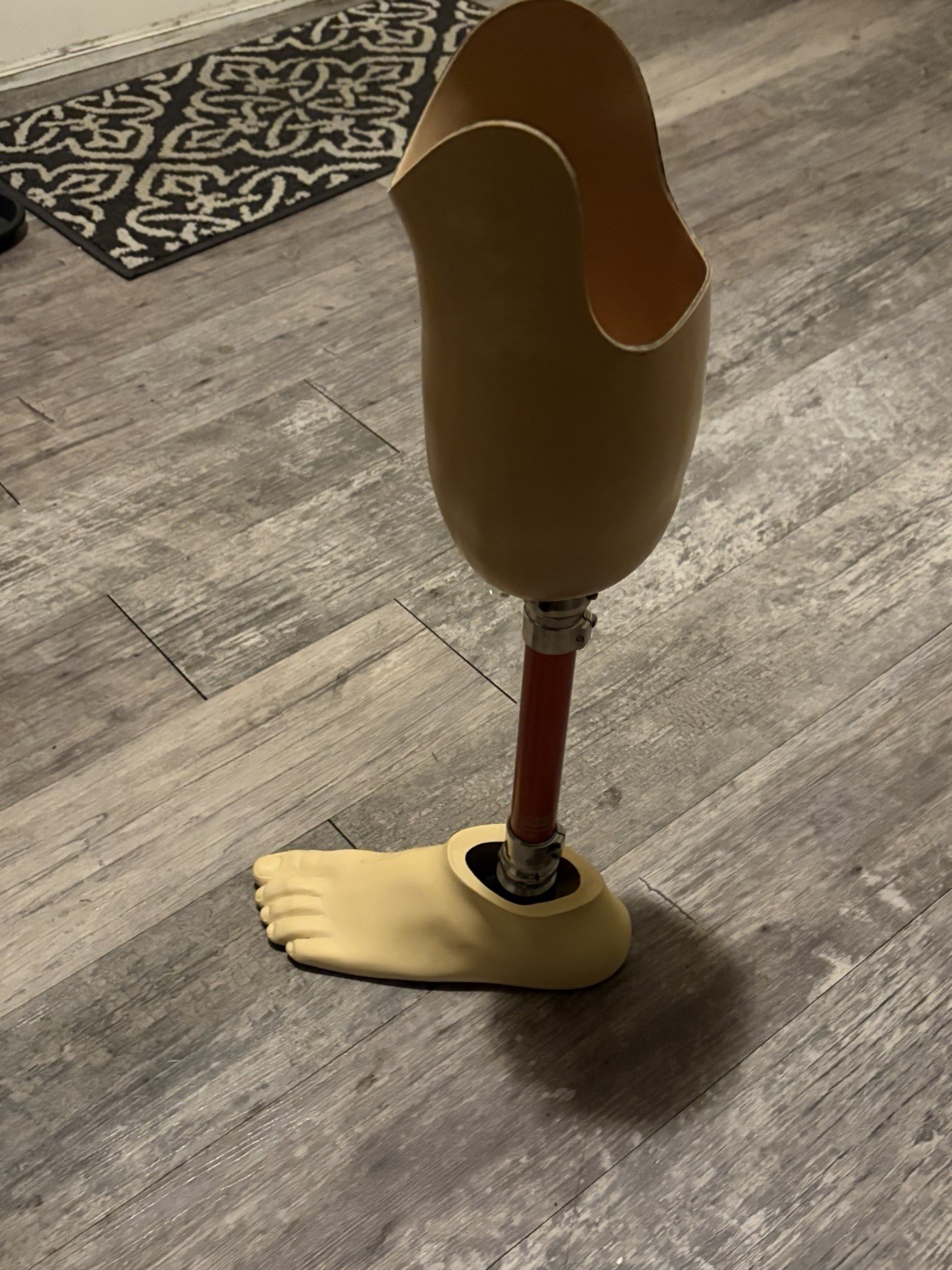 a transfemoral prosthesis (an artificial leg for an below the -knee amputation