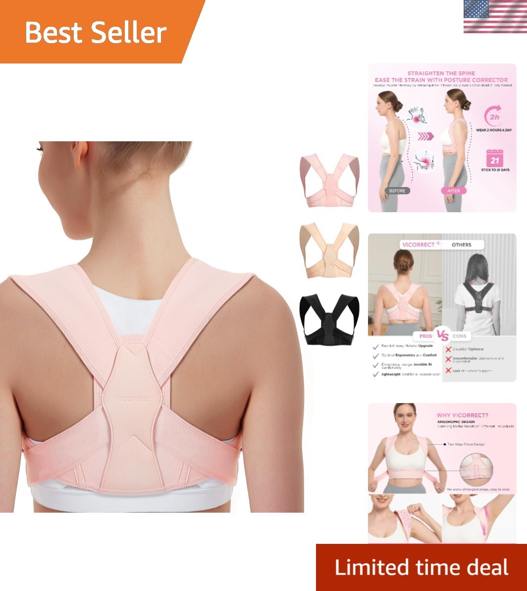 Elegant Pink Posture Corrector – Clavicle Support Back Brace for Better Posture