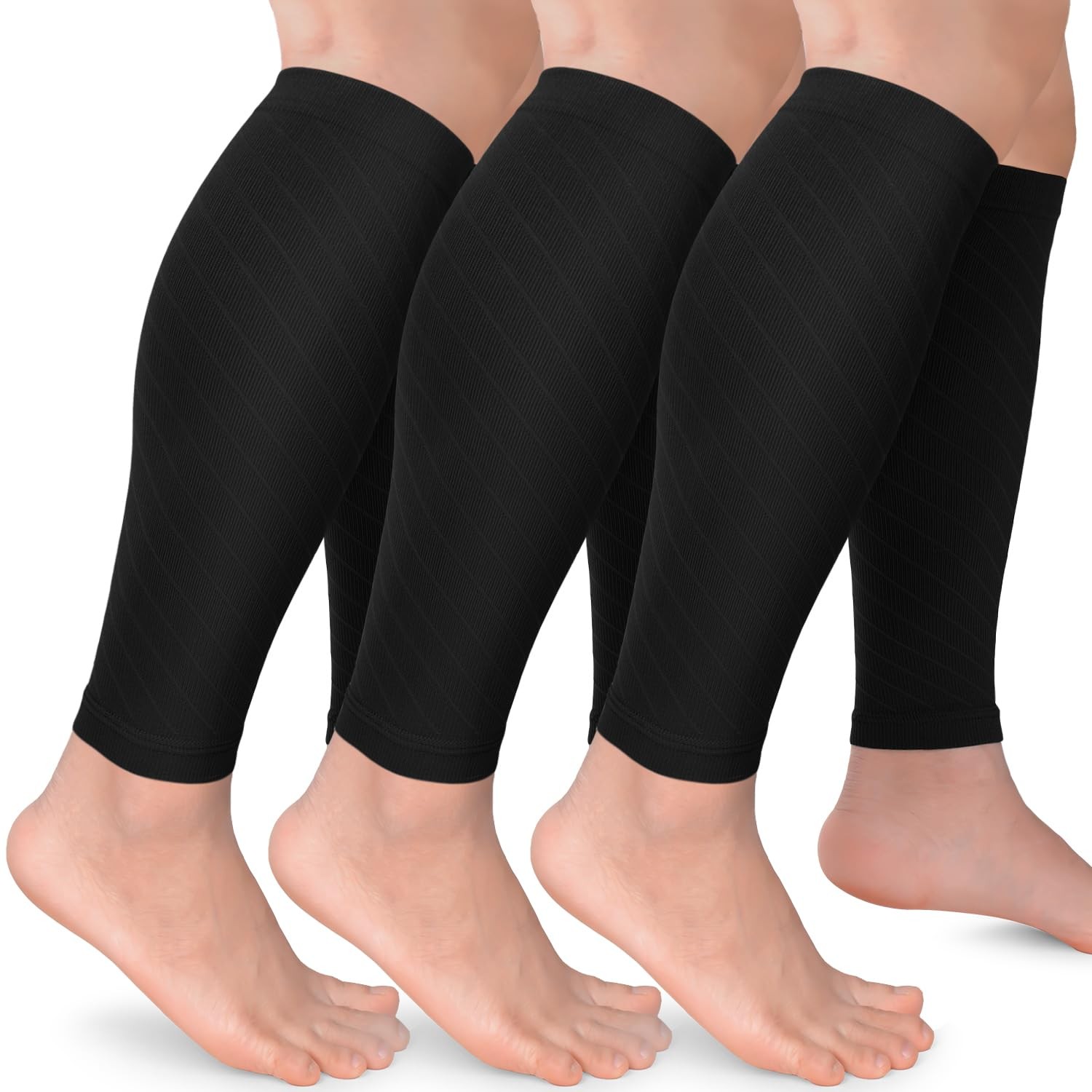 3 Pairs Calf Compression Sleeves for Men & Women – Footless Compression Socks…