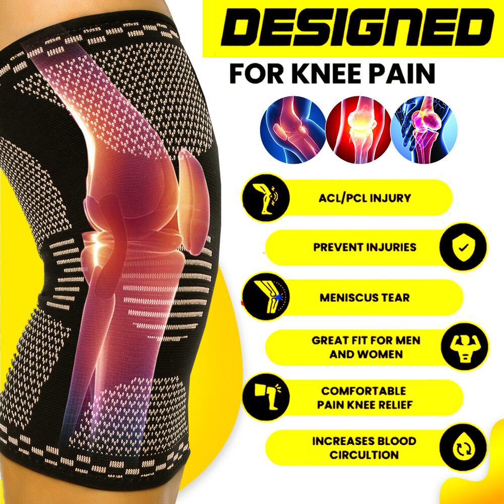 Copper infused Pro Series Performance Compression Knee Sleeve Brace S M L